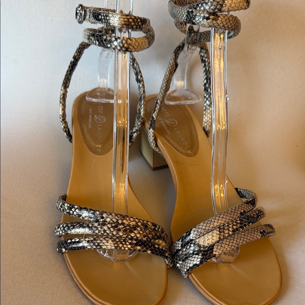 Chinese Laundry Snakeskin Strappy Sandals